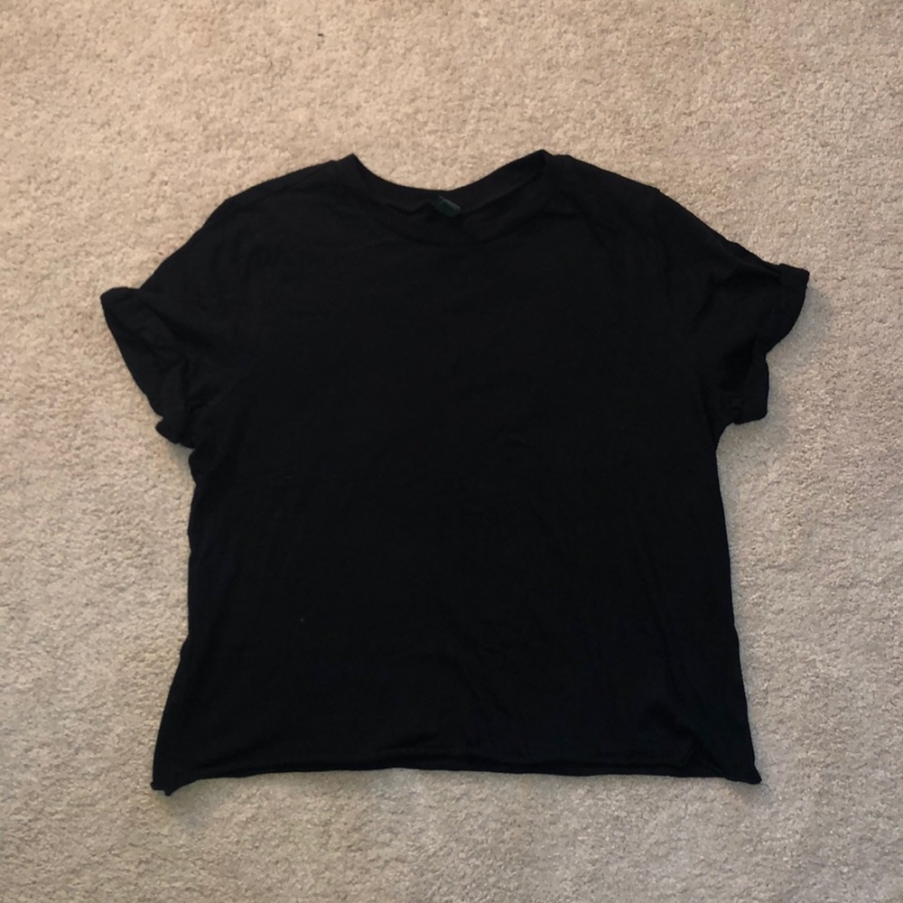Wild Fable Black Cuff Sleeve Crop Top - XL